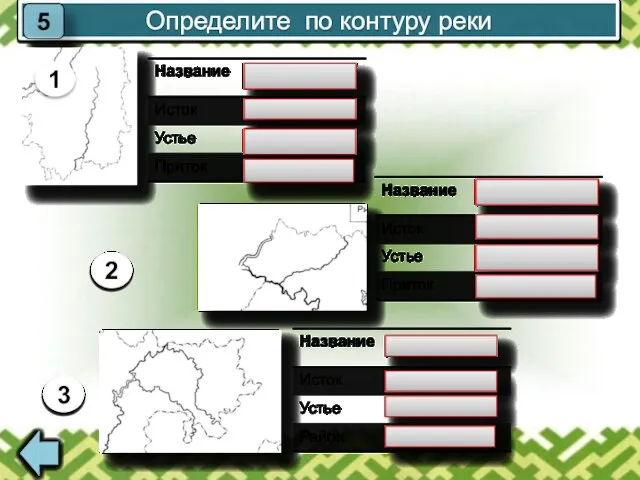 Определите по контуру реки 5 1 2 3