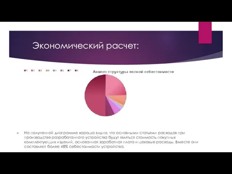 Экономический расчет: На полученной диаграмме хорошо видно, что основными статьями расходов