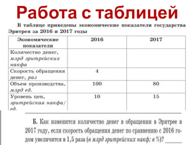 Работа с таблицей