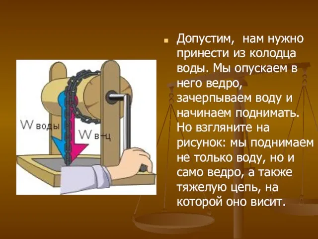 Допустим, нам нужно принести из колодца воды. Мы опускаем в него