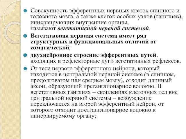 Совокупность эфферентных нервных клеток спинного и головного мозга, а также клеток