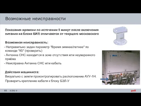 Возможные неисправности Показания времени по истечении 5 минут после включения питания