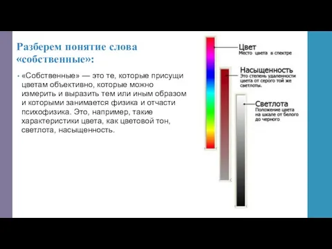 Разберем понятие слова «собственные»: «Собственные» — это те, которые присущи цветам