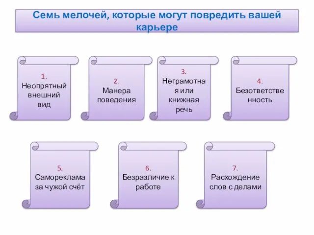 Семь мелочей, которые могут повредить вашей карьере 1. Неопрятный внешний вид