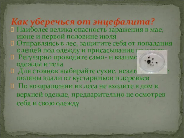 Наиболее велика опасность заражения в мае, июне и первой половине июля