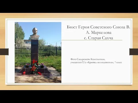 Бюст Героя Советского Союза В.А. Маркелова с. Старая Сахча Фото Сандрюкова