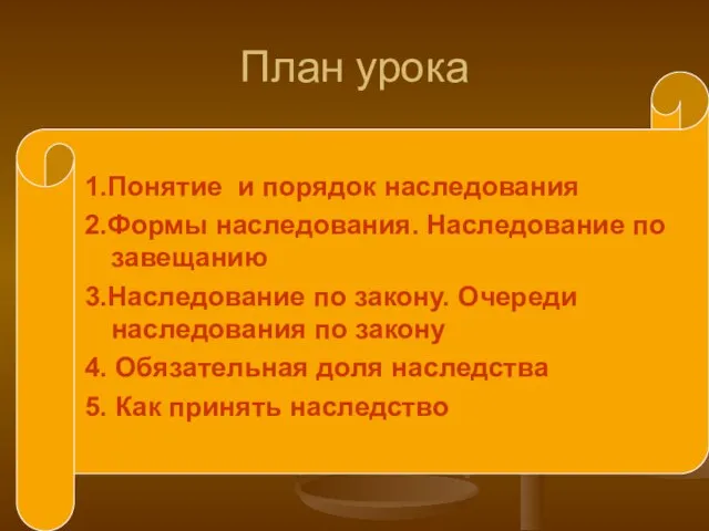 1.Понятие и порядок наследования 2.Формы наследования. Наследование по завещанию 3.Наследование по