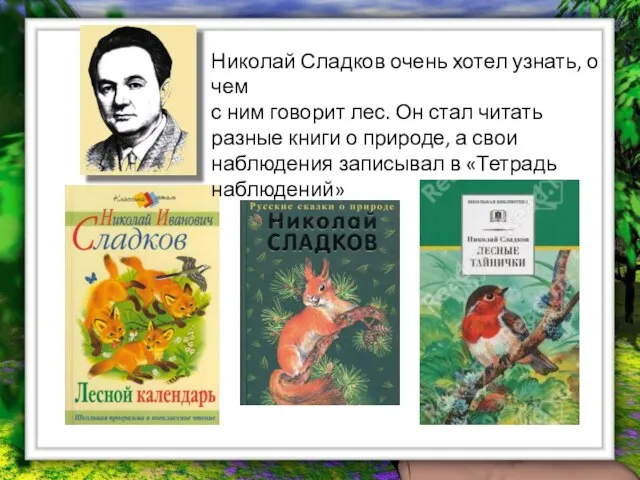 Николай Сладков очень хотел узнать, о чем с ним говорит лес.