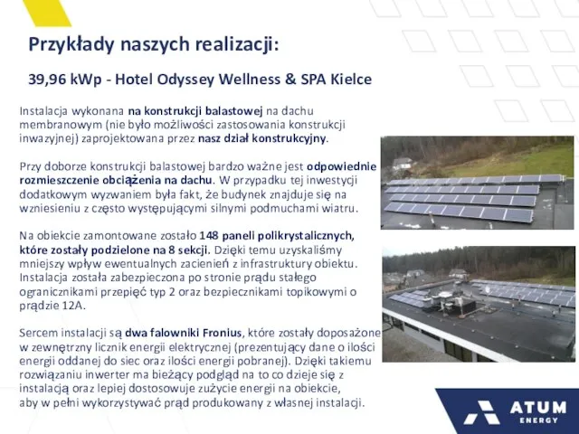 Przykłady naszych realizacji: 39,96 kWp - Hotel Odyssey Wellness & SPA