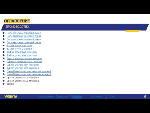 ОГЛАВЛЕНИЕ ПРОИЗВОДСТВО Поло женское короткий рукав Поло мужское короткий рукав Поло