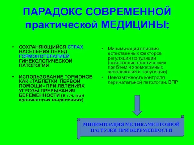 ПАРАДОКС СОВРЕМЕННОЙ практической МЕДИЦИНЫ: СОХРАНЯЮЩИЙСЯ СТРАХ НАСЕЛЕНИЯ ПЕРЕД ГОРМОНОТЕРАПИЕЙ ГИНЕКОЛОГИЧЕСКОЙ ПАТОЛОГИИ