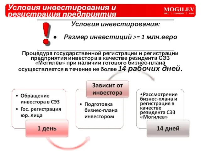 Условия инвестирования и регистрация предприятия Процедура государственной регистрации и регистрации предприятия