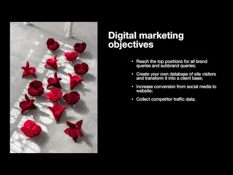 Digital marketing objectives Reach the top positions for all brand queries