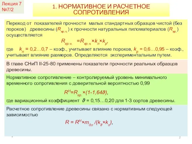 Переход от показателей прочности малых стандартных образцов чистой (без пороков) древесины