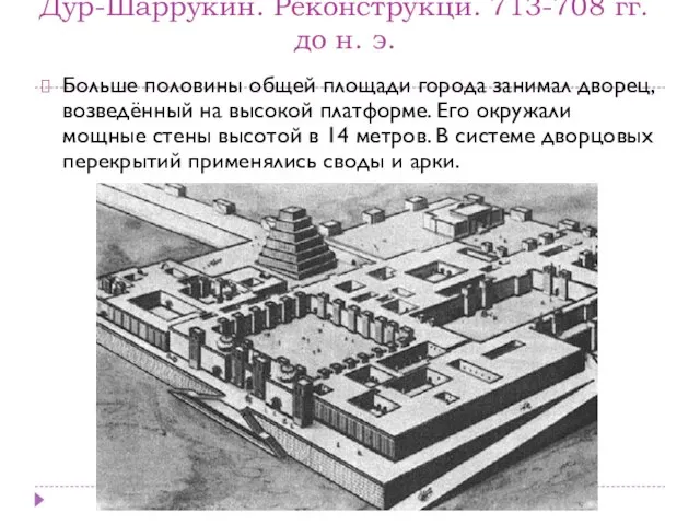 Дур-Шаррукин. Реконструкци. 713-708 гг. до н. э. Больше половины общей площади