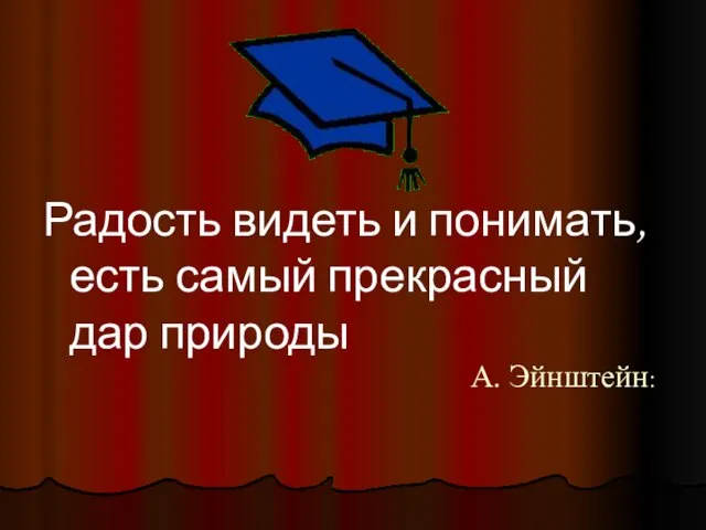 Радость видеть и понимать, есть самый прекрасный дар природы А. Эйнштейн: