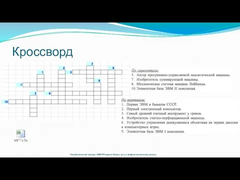 Кроссворд Республиканский конкурс «SMART-педагог Өрлеу: путь к профессиональному успеху»