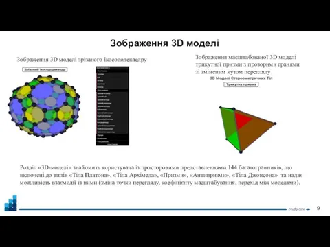 Зображення 3D моделі Зображення 3D моделі зрізаного ікосододекаедру Зображення масштабованої 3D