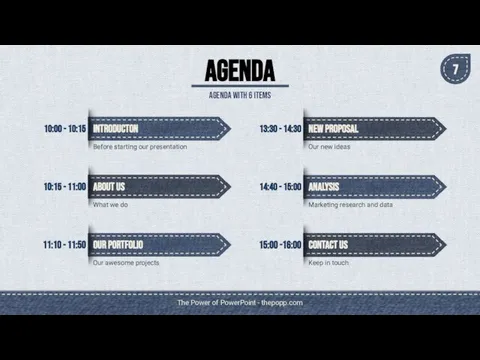 The Power of PowerPoint - thepopp.com AGENDA AGENDA WITH 6 ITEMS