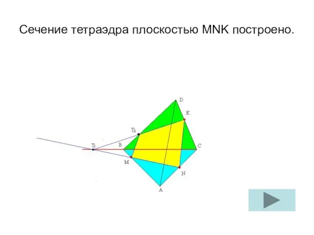 Сечение тетраэдра плоскостью MNK построено.