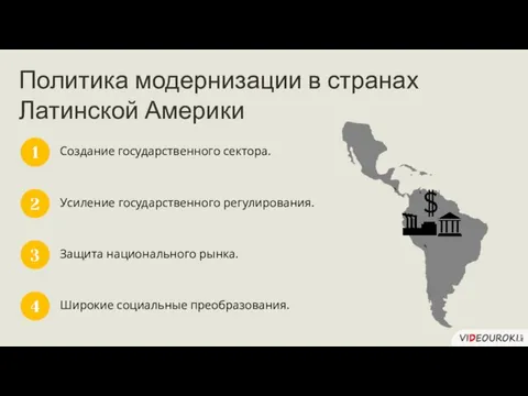 Политика модернизации в странах Латинской Америки Создание государственного сектора. 1 Усиление