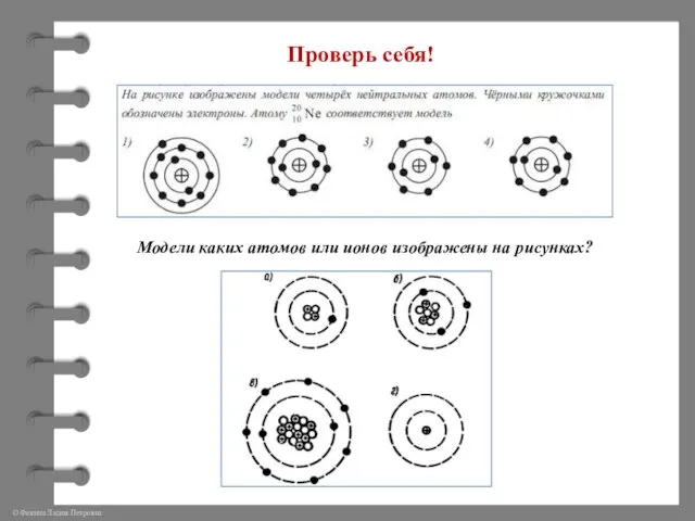 Проверь себя! Модели каких атомов или ионов изображены на рисунках?