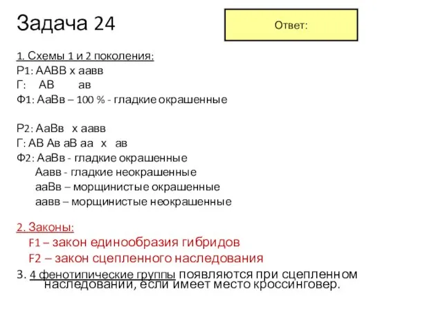 Задача 24 1. Схемы 1 и 2 поколения: Р1: ААВВ х