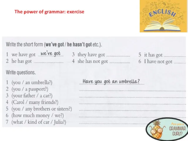 The power of grammar: exercise