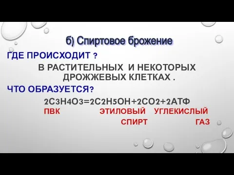 ГДЕ ПРОИСХОДИТ ? В РАСТИТЕЛЬНЫХ И НЕКОТОРЫХ ДРОЖЖЕВЫХ КЛЕТКАХ . ЧТО