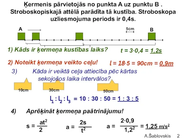 A.Šablovskis 50cm 30cm 10cm Ķermenis pārvietojās no punkta A uz punktu