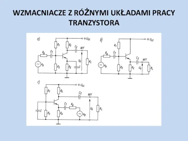 WZMACNIACZE Z RÓŻNYMI UKŁADAMI PRACY TRANZYSTORA