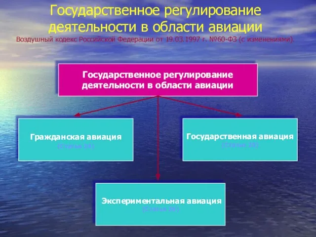 Государственное регулирование деятельности в области авиации Воздушный кодекс Российской Федерации от