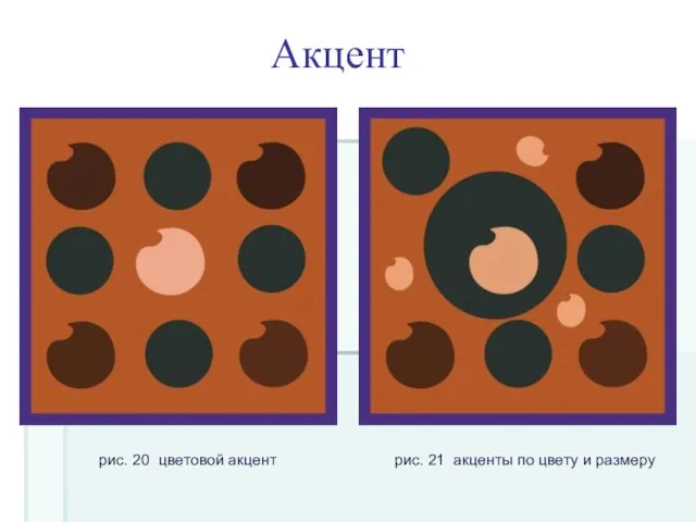 Акцент рис. 20 цветовой акцент рис. 21 акценты по цвету и размеру