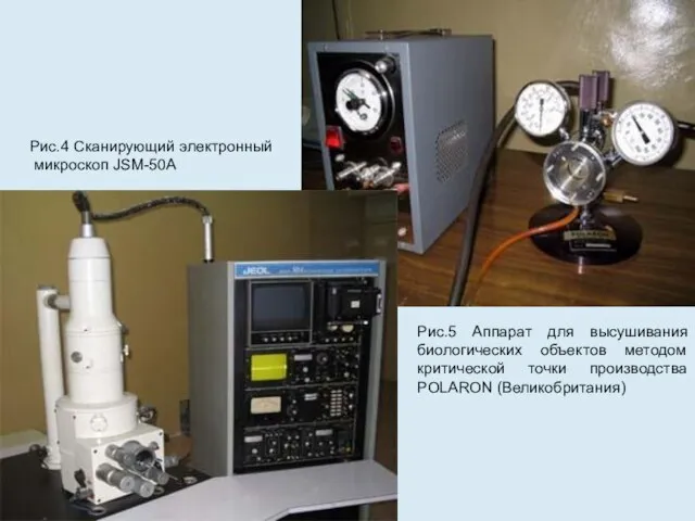 Рис.4 Сканирующий электронный микроскоп JSM-50A Рис.5 Aппарат для высушивания биологических объектов