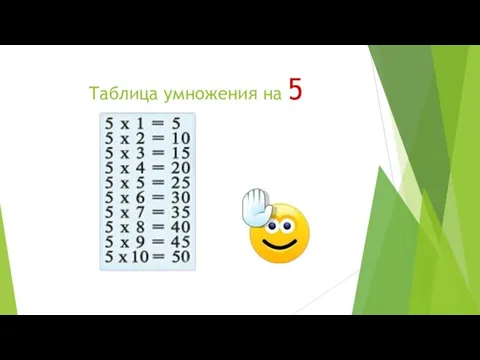 Таблица умножения на 5