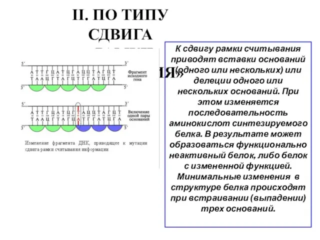 II. ПО ТИПУ СДВИГА «РАМКИ СЧИТЫВАНИЯ» К сдвигу рамки считывания приводят