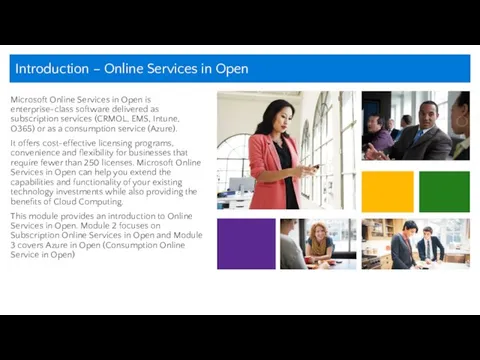 Microsoft Online Services in Open is enterprise-class software delivered as subscription