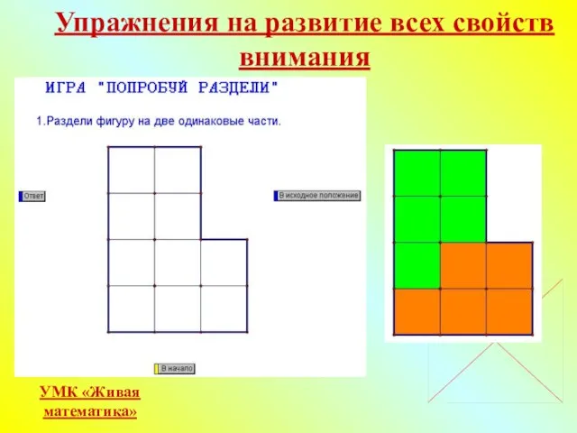 Упражнения на развитие всех свойств внимания УМК «Живая математика»