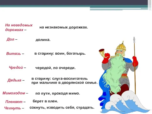 сохнуть, изводить себя, страдать. в старину: воин, богатырь. На неведомых дорожках