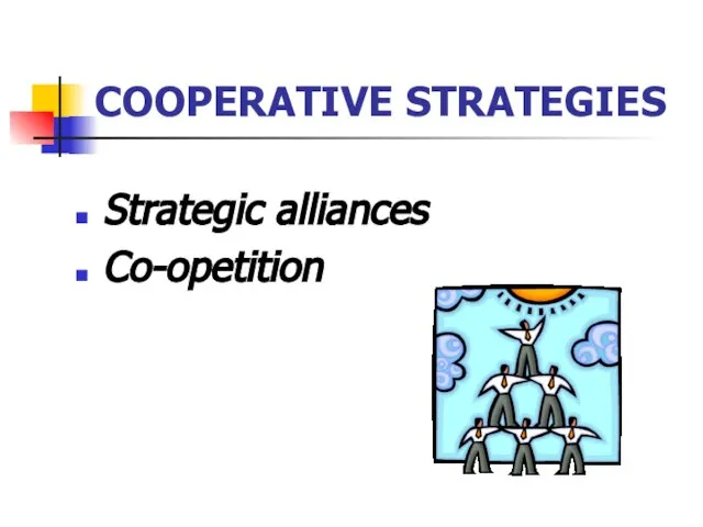 COOPERATIVE STRATEGIES Strategic alliances Co-opetition