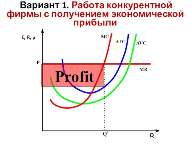 Вариант 1. Работа конкурентной фирмы с получением экономической прибыли Profit