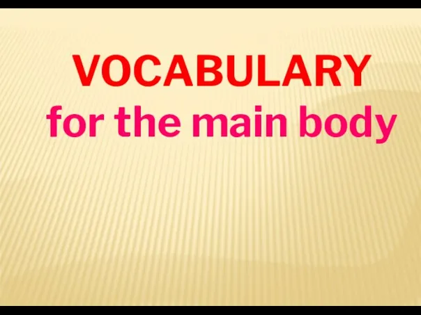 VOCABULARY for the main body