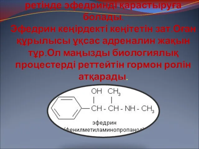 Физиологиялық ең қарапайым туындысы ретінде эфедринді қарастыруға болады. Эфедрин кеңірдекті кеңітетін