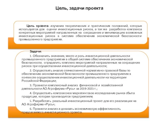 Объект: современный птицеводческий комплекс АО Агрофирма «Русь». Цель, задачи проекта