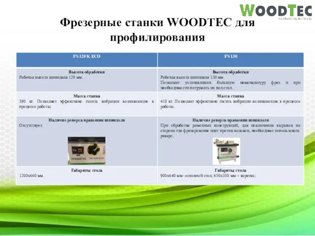 Фрезерные станки WOODTEC для профилирования