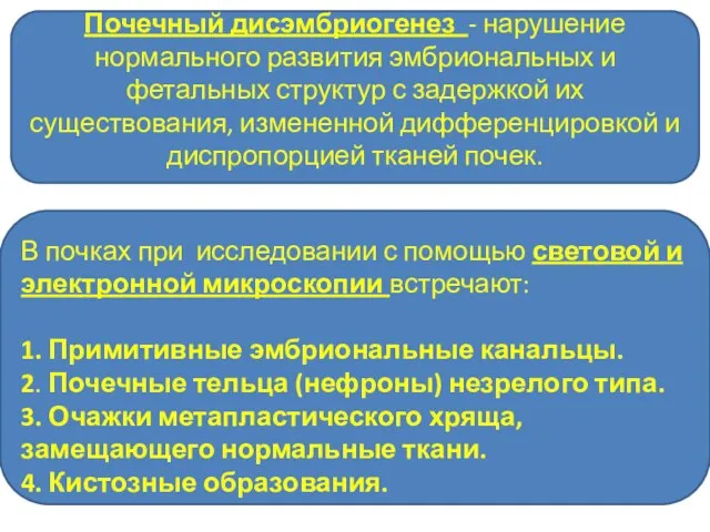 Почечный дисэмбриогенез - нарушение нормального развития эмбриональных и фетальных структур с