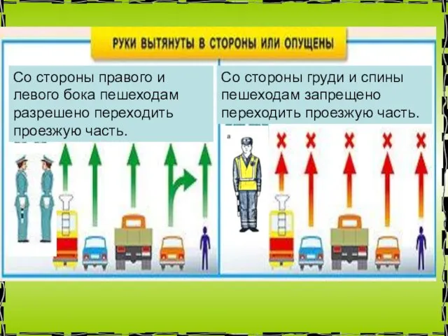 Со стороны правого и левого бока пешеходам разрешено переходить проезжую часть.