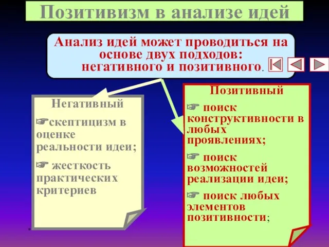 * Позитивизм в анализе идей Анализ идей может проводиться на основе