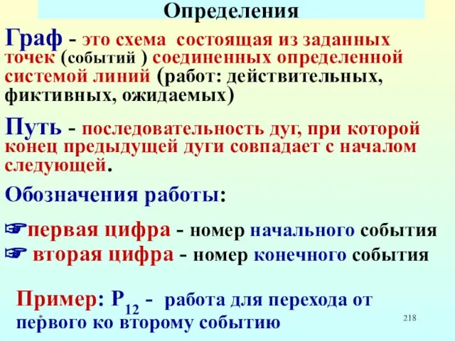 * Определения Граф - это схема состоящая из заданных точек (событий