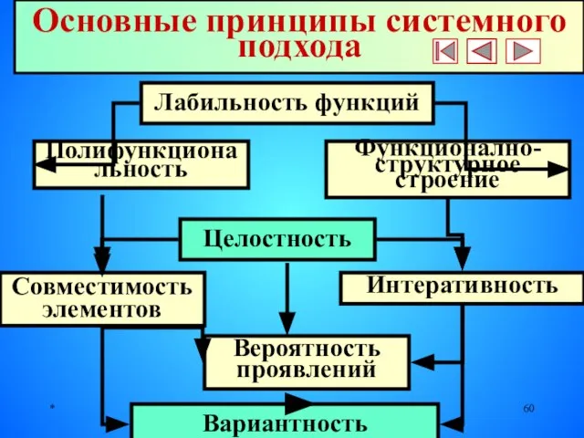 * Основные принципы системного подхода Лабильность функций Полифункциональность Функционално-структурное строение Целостность